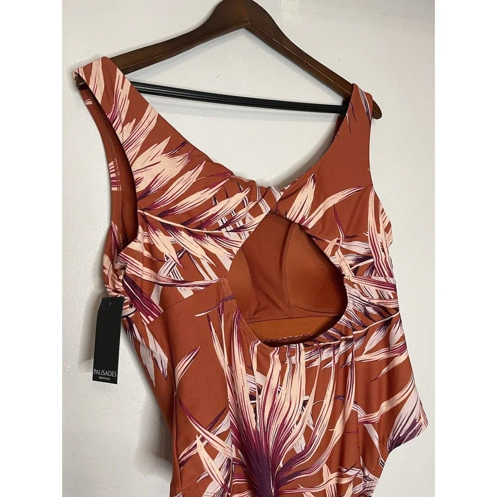 Palisades Beach Club Women's 20W One Piece Swimsuit Burnt Ochre Palm Desert NWT